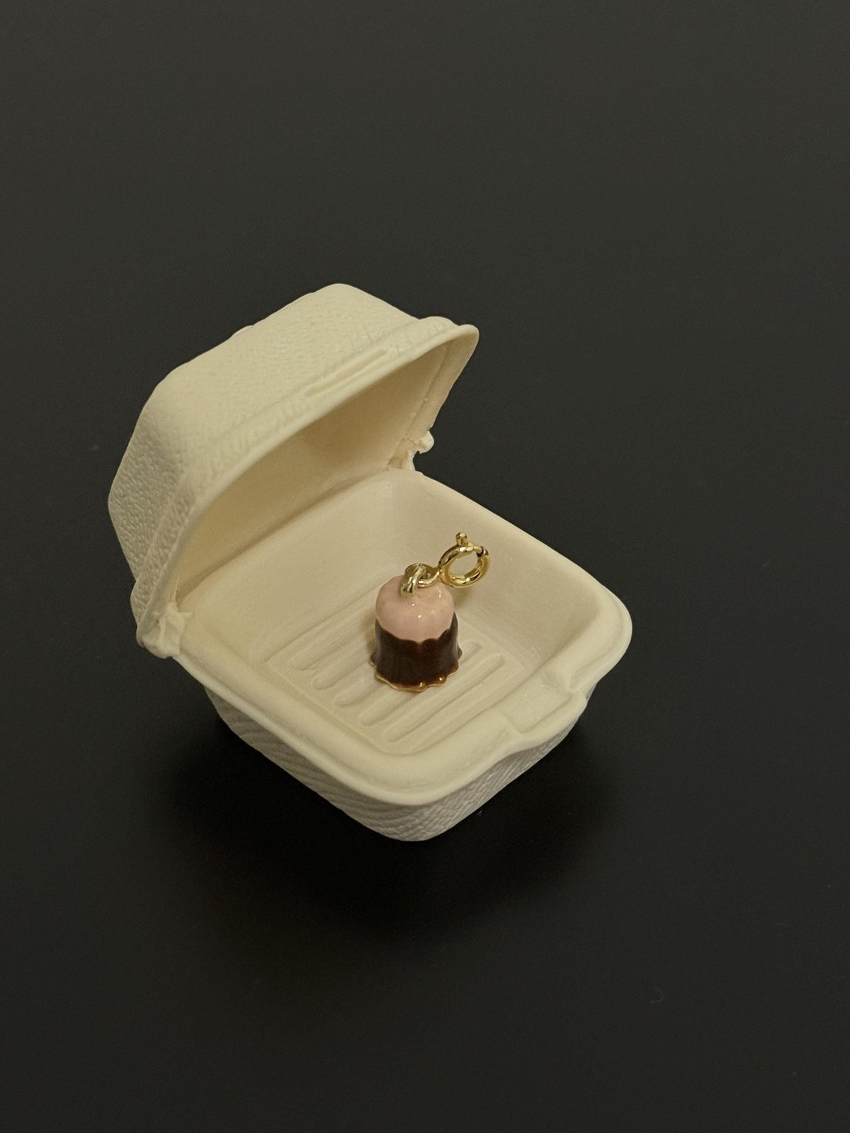 Handcrafted Enamel Pudding Charm, Whimsical Dessert Pendant, Dainty Jewelry, 18k Gold Plated Necklace Chain