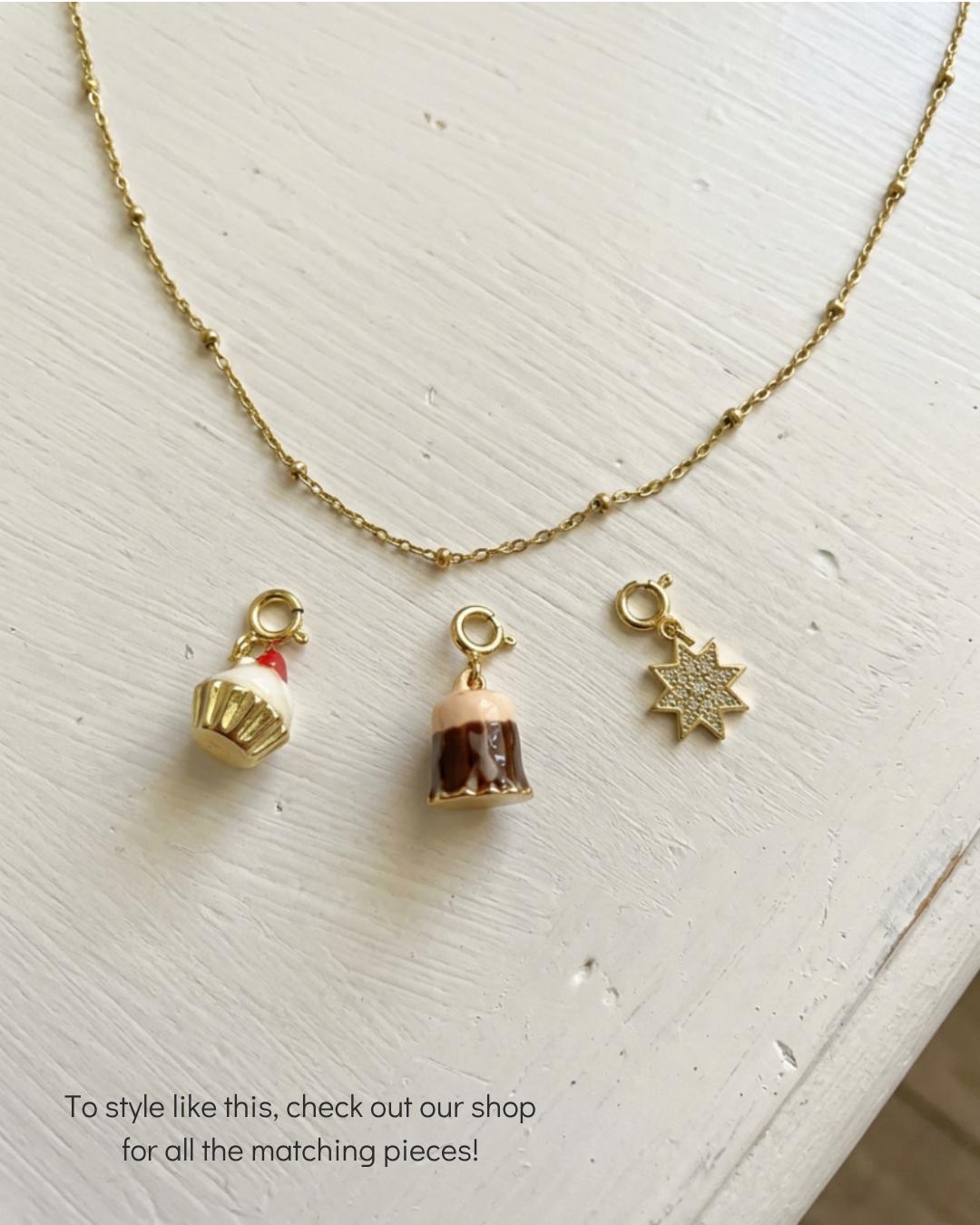Handcrafted Enamel Cupcake Necklace, Whimsical Dessert Pendant, Gifts For Her, Personalised Dessert Jewelry Gift, 18k Gold-Plated Necklace