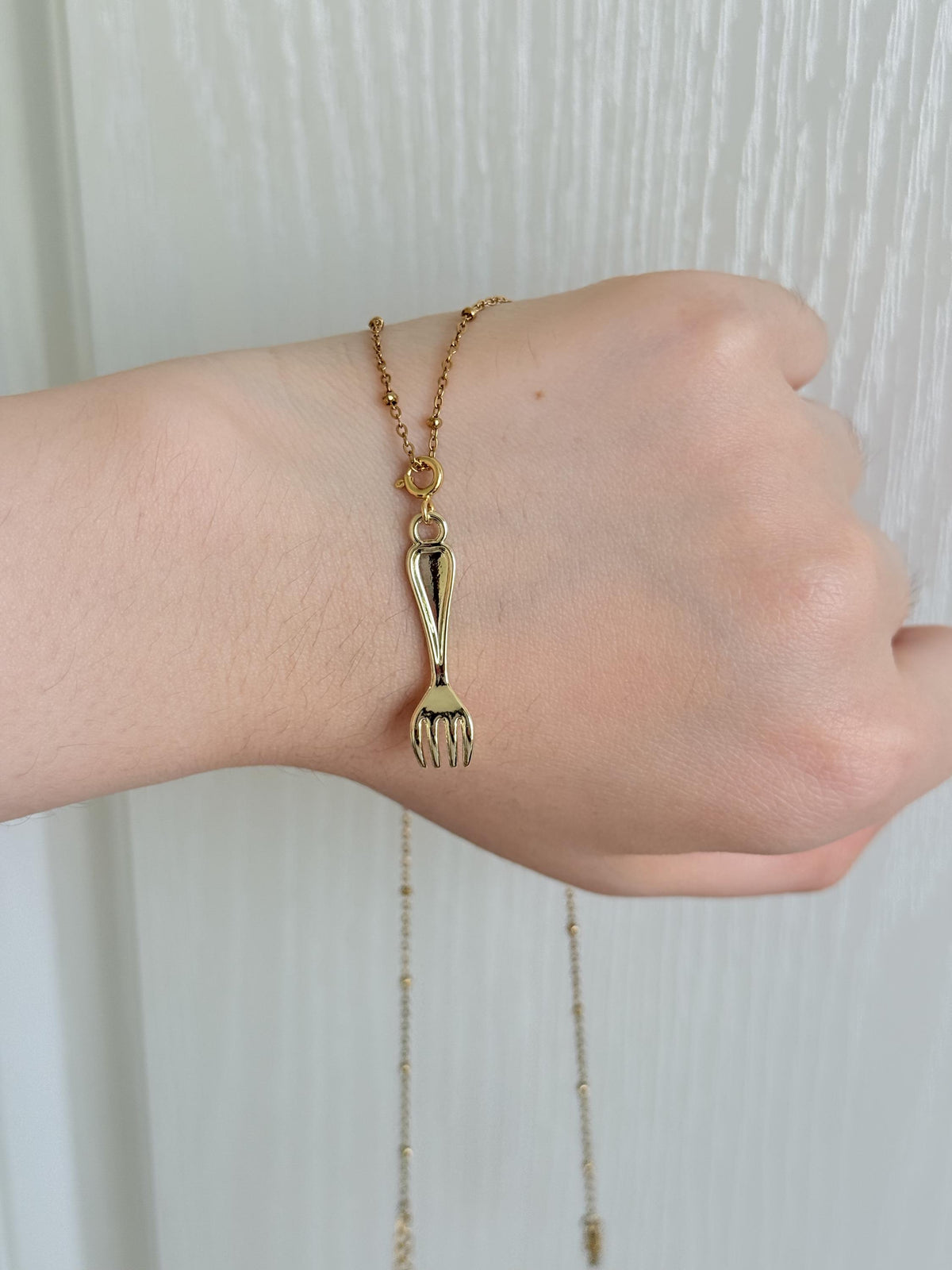 Handcrafted Fork Charm For Food Lovers, 18k Gold Plated Necklace