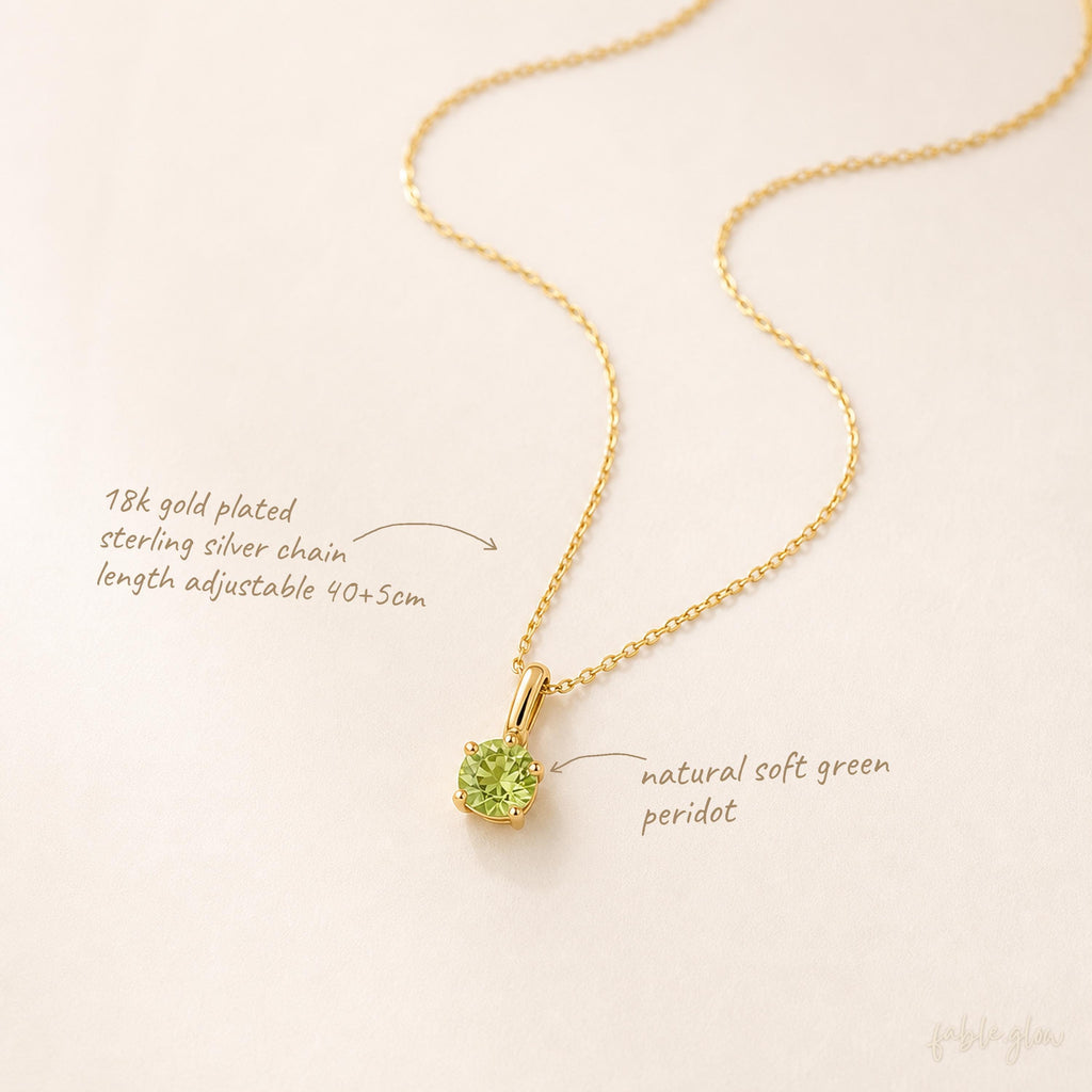 Natural Peridot Necklace, August Birthstone, 14K Gold Filled Real Gold Necklace, Green Gemstone Pendant, Birthday Gift for Her