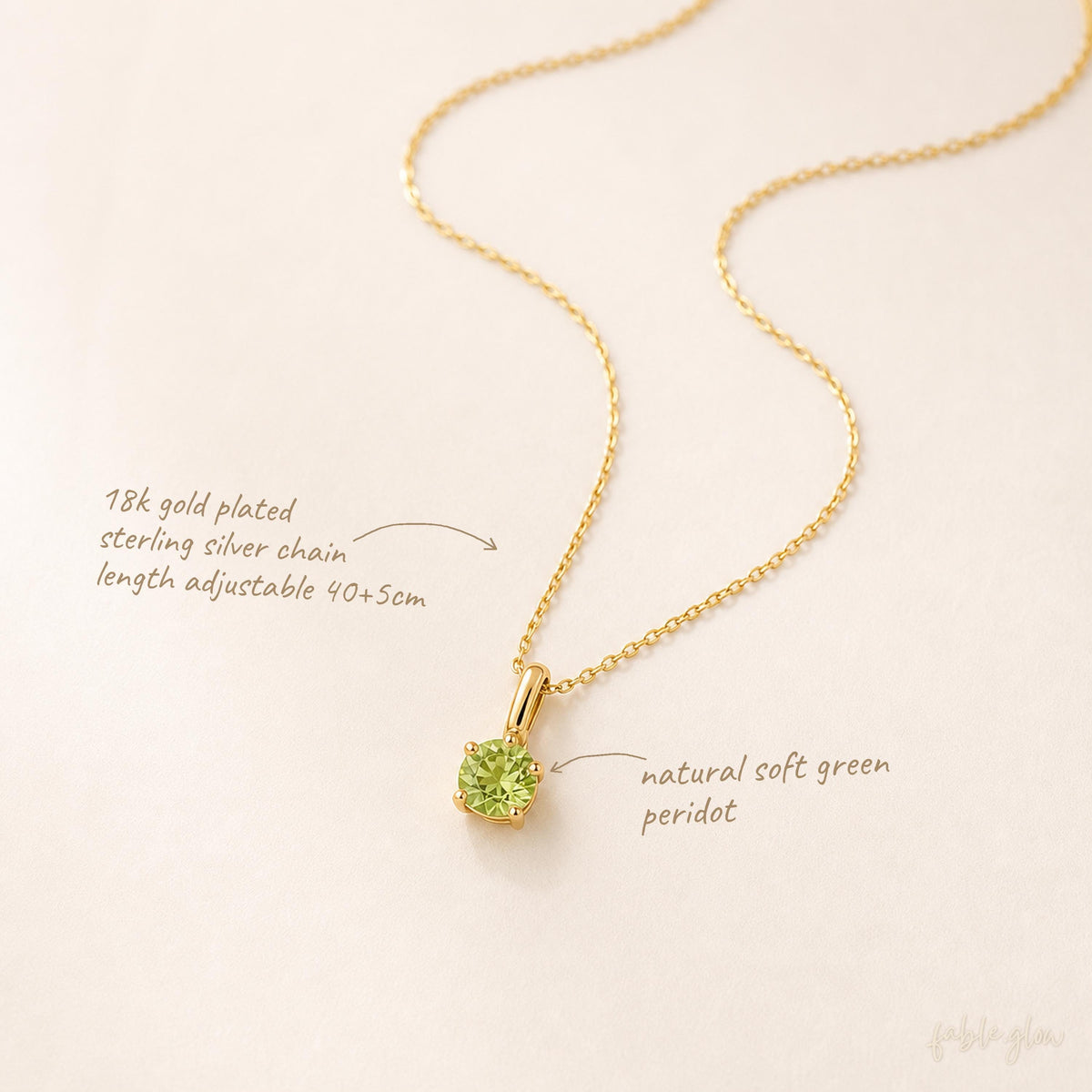 Natural Peridot Necklace, August Birthstone, 14K Gold Filled Real Gold Necklace, Green Gemstone Pendant, Birthday Gift for Her