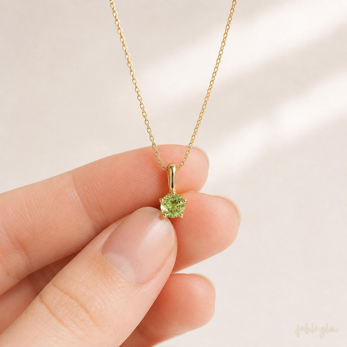 Natural Peridot Necklace, August Birthstone, 14K Gold Filled Real Gold Necklace, Green Gemstone Pendant, Birthday Gift for Her
