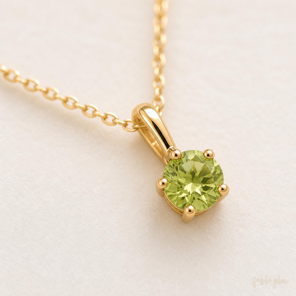 Natural Peridot Necklace, August Birthstone, 14K Gold Filled Real Gold Necklace, Green Gemstone Pendant, Birthday Gift for Her