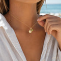 14K Real Gold Filled Shell Peridot Necklace, Dainty Coastal Pendant, Natural Peridot August Birthstone Gift for Her, Layering Necklace