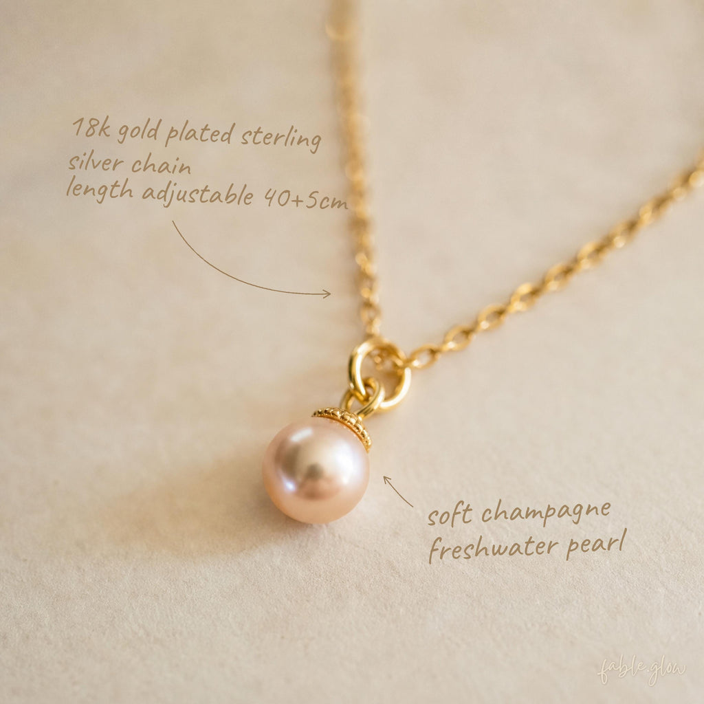 Mother in Law Pearl Necklace Gift from Groom, Mother of the Bride Thank You Gift, 14K Gold Filled, Dainty Soft Champagne Freshwater Pearl
