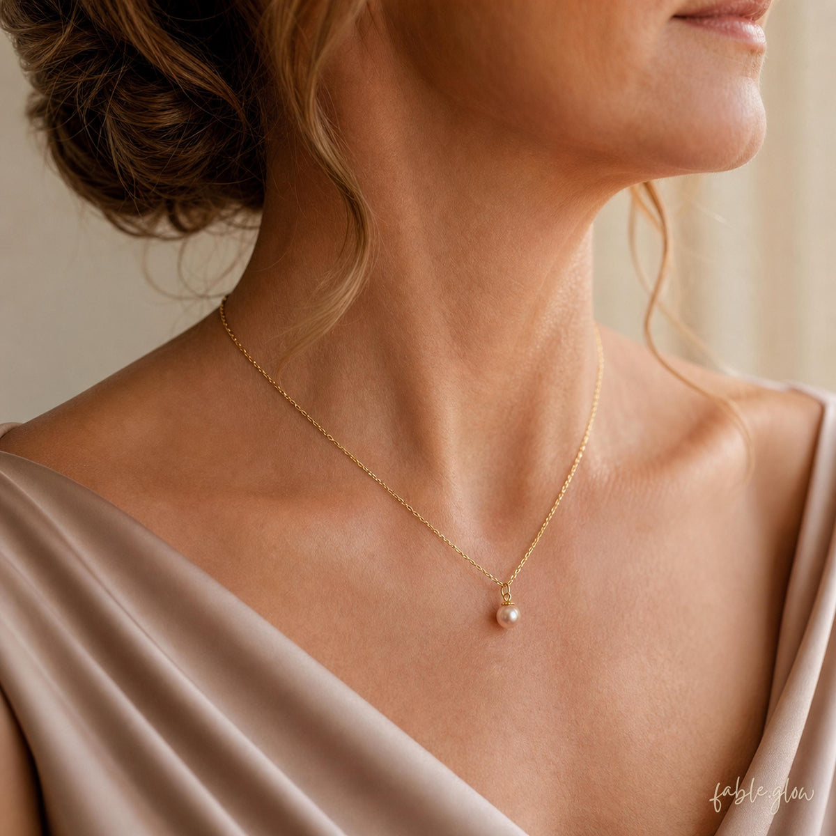 Mother in Law Pearl Necklace Gift from Groom, Mother of the Bride Thank You Gift, 14K Gold Filled, Dainty Soft Champagne Freshwater Pearl