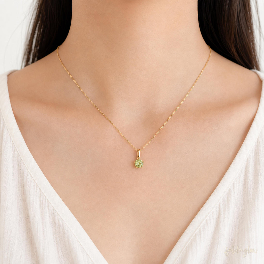 Natural Peridot Necklace, August Birthstone, 14K Gold Filled Real Gold Necklace, Green Gemstone Pendant, Birthday Gift for Her