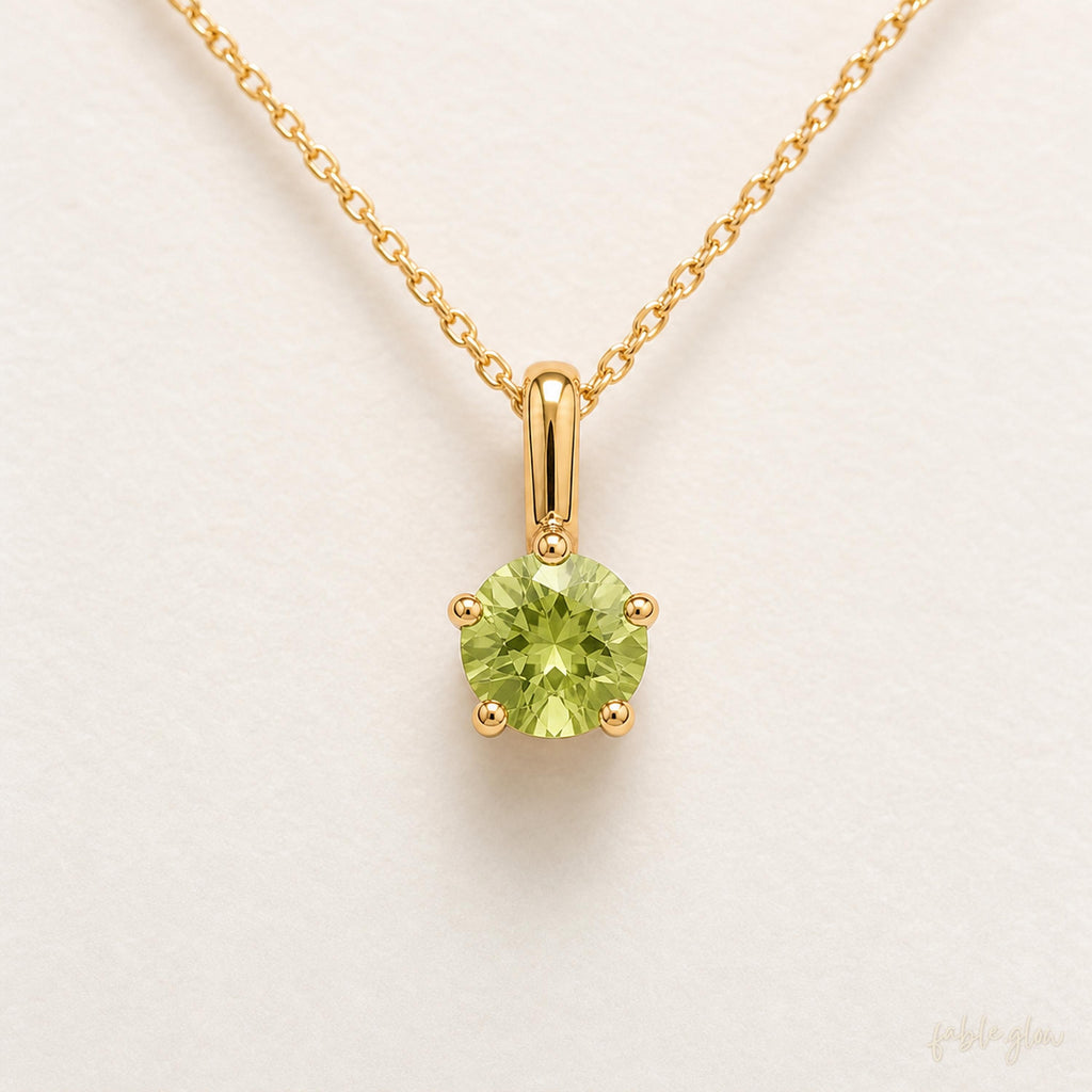 Natural Peridot Necklace, August Birthstone, 14K Gold Filled Real Gold Necklace, Green Gemstone Pendant, Birthday Gift for Her