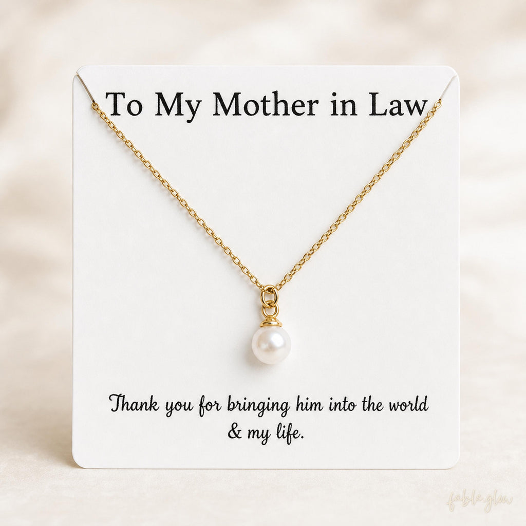 Mother in Law Pearl Necklace, Mother of the Groom Gift from Bride, Wedding Day Thank You Mom Gift, 14K Gold Filled, Freshwater Pearl Pendant
