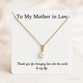 Mother in Law Pearl Necklace, Mother of the Groom Gift from Bride, Wedding Day Thank You Mom Gift, 14K Gold Filled, Freshwater Pearl Pendant