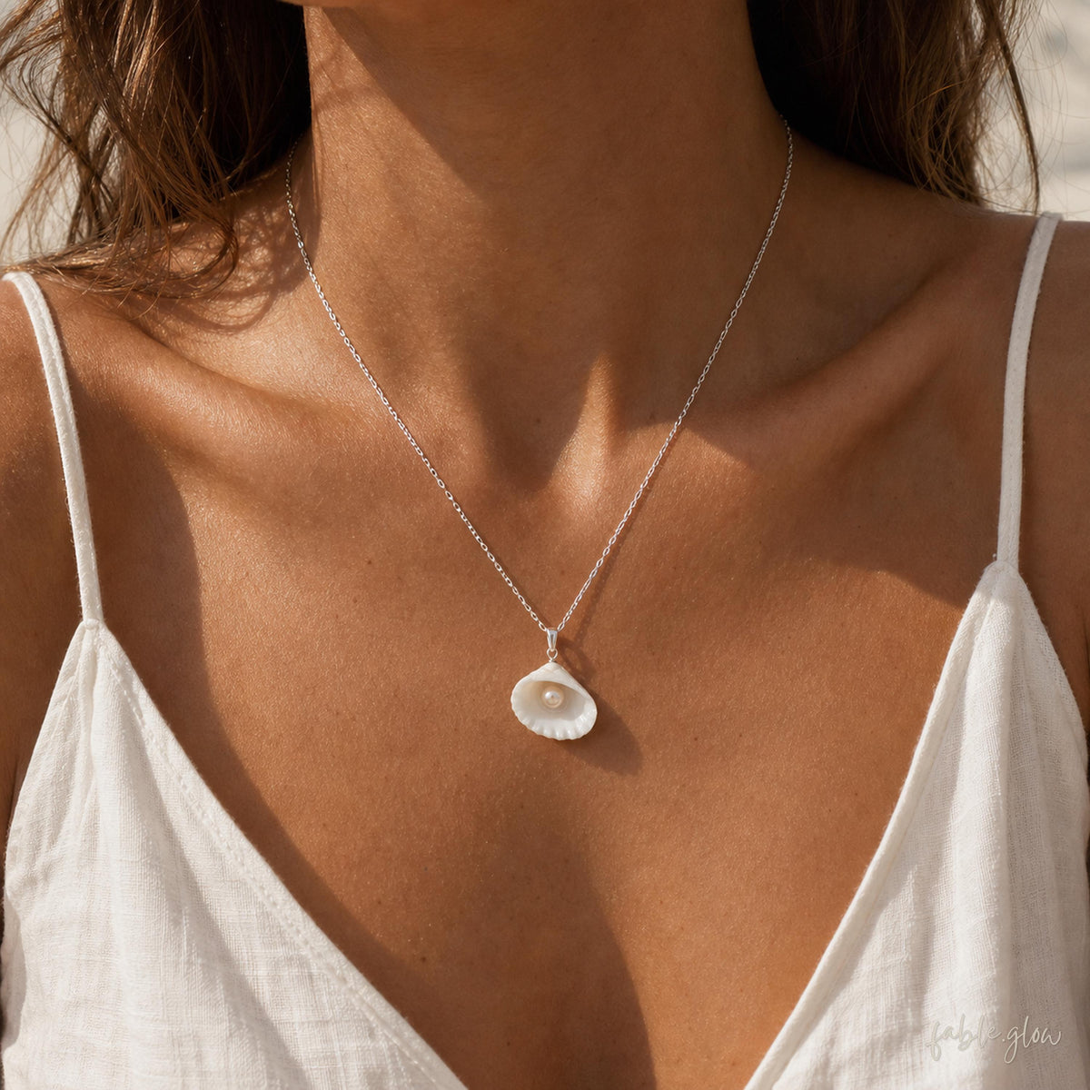 Seashell with Freshwater Pink Pearl Necklace, Dainty Silver Pearl Pendant, Coastal Cruise Jewelry, Beach Wedding Guest Necklace