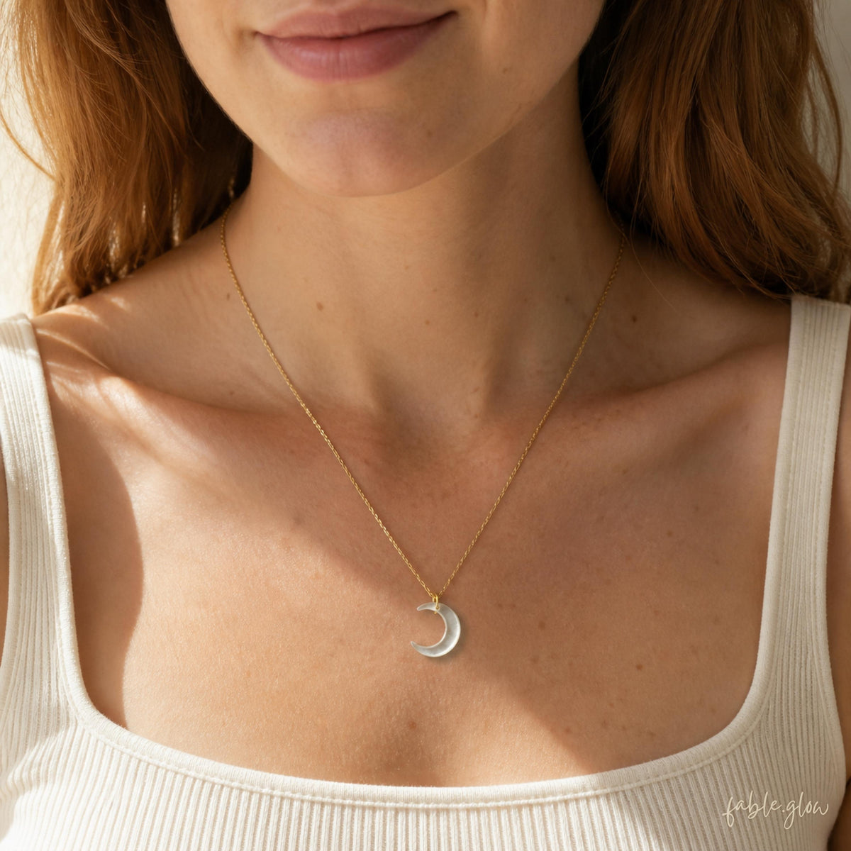 Mother of Pearl Moon Necklace, Back to School Gift, Dainty 14K Gold Filled Crescent Necklace, Teacher Appreciation, New Beginning Jewelry