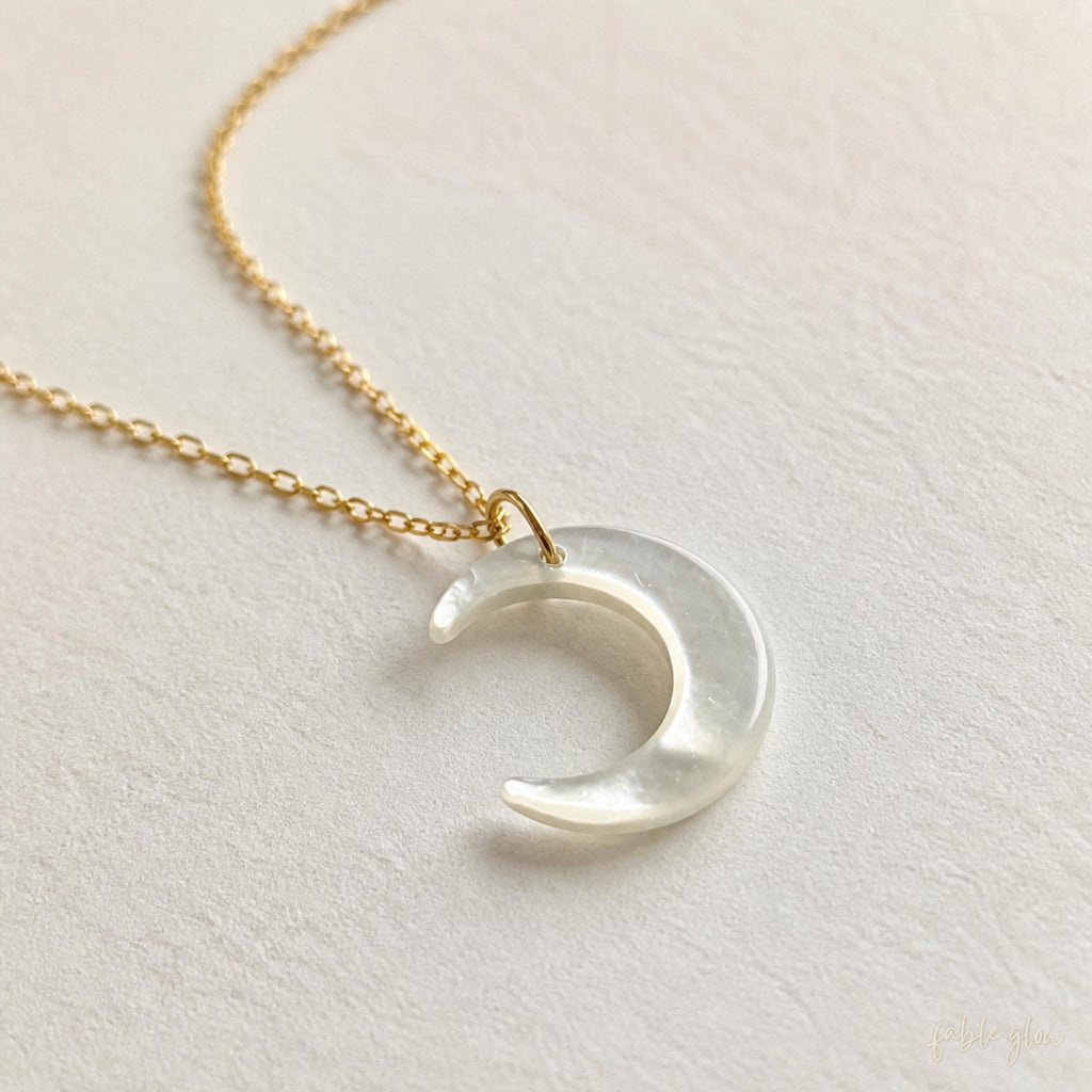 Mother of Pearl Moon Necklace, Back to School Gift, Dainty 14K Gold Filled Crescent Necklace, Teacher Appreciation, New Beginning Jewelry