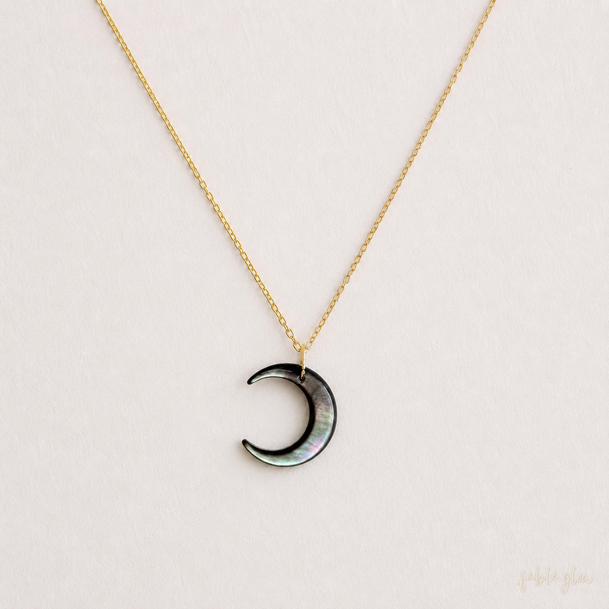 Black Mother of Pearl Moon Necklace, Female Business Owner CEO Founder Jewelry, Promotion Gift for Her, Gift for Women Who have Everything