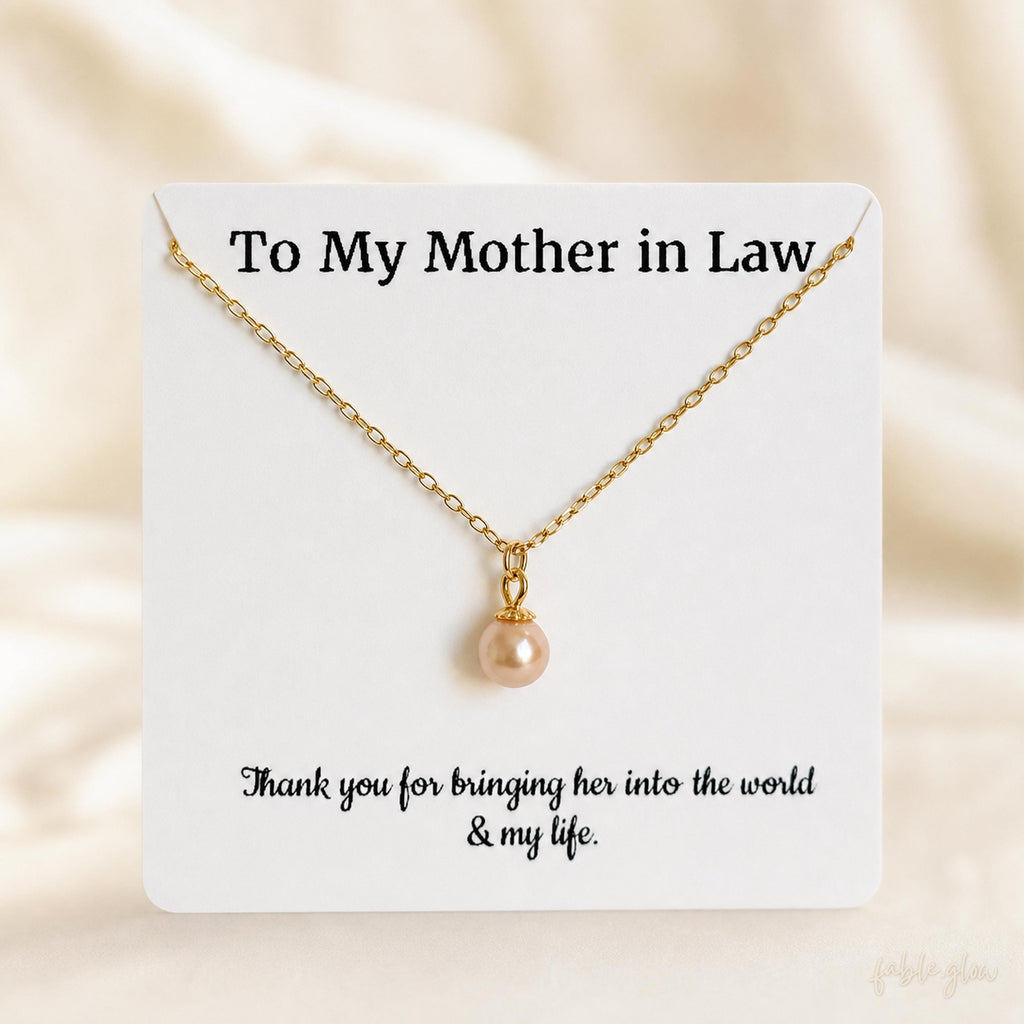 Mother in Law Pearl Necklace Gift from Groom, Mother of the Bride Thank You Gift, 14K Gold Filled, Dainty Soft Champagne Freshwater Pearl
