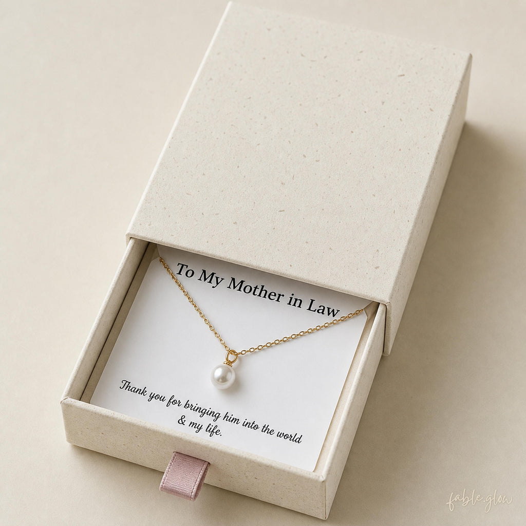 Mother in Law Pearl Necklace, Mother of the Groom Gift from Bride, Wedding Day Thank You Mom Gift, 14K Gold Filled, Freshwater Pearl Pendant