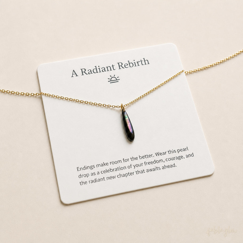 Divorce Gift for Women, Black Mother of Pearl Drop Necklace, New Start Beginning Gift, New Chapter, Moving On Gift for Her, 14K Gold Filled