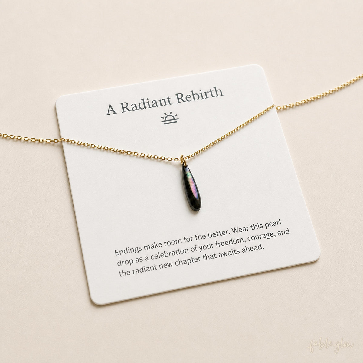 Divorce Gift for Women, Black Mother of Pearl Drop Necklace, New Start Beginning Gift, New Chapter, Moving On Gift for Her, 14K Gold Filled