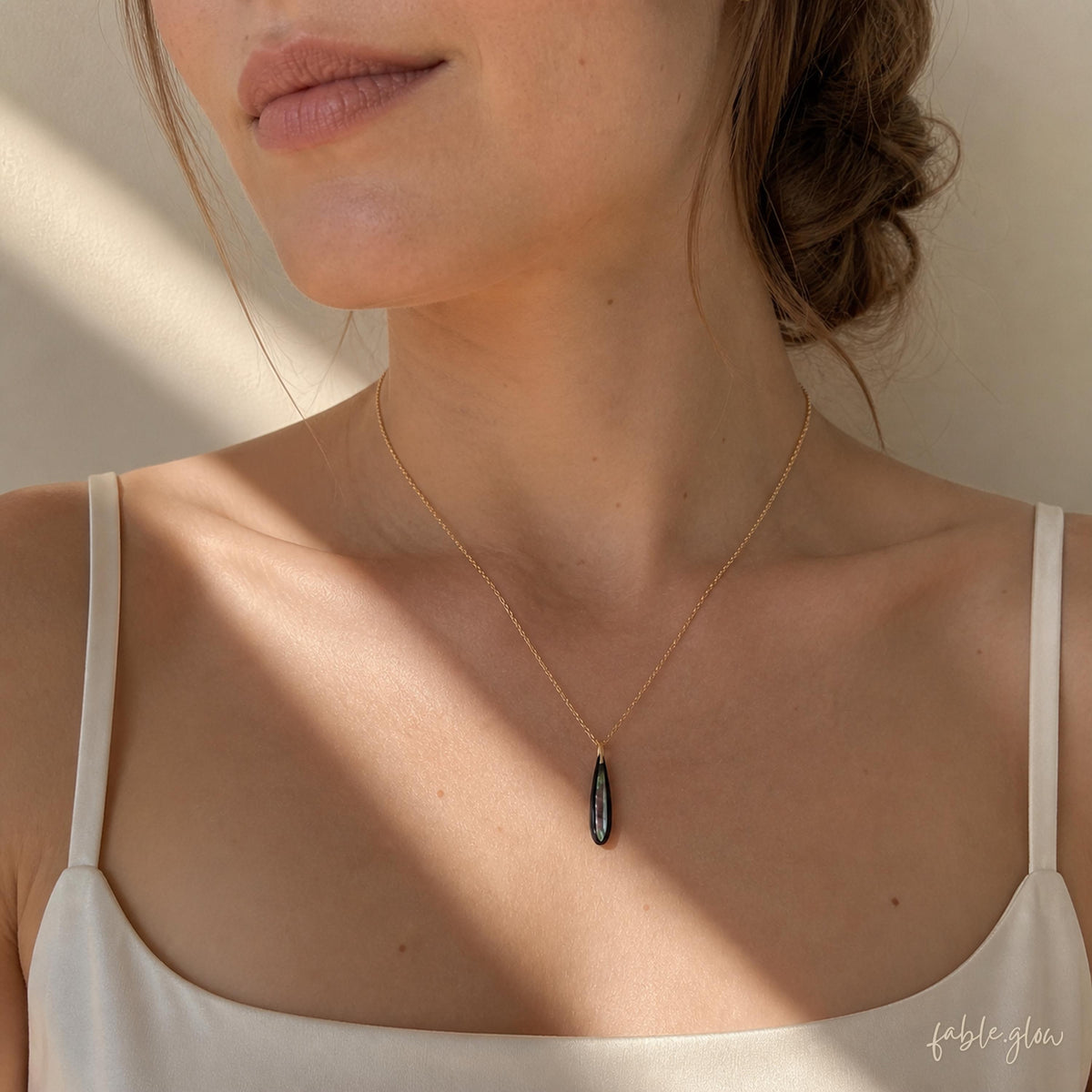 Divorce Gift for Women, Black Mother of Pearl Drop Necklace, New Start Beginning Gift, New Chapter, Moving On Gift for Her, 14K Gold Filled
