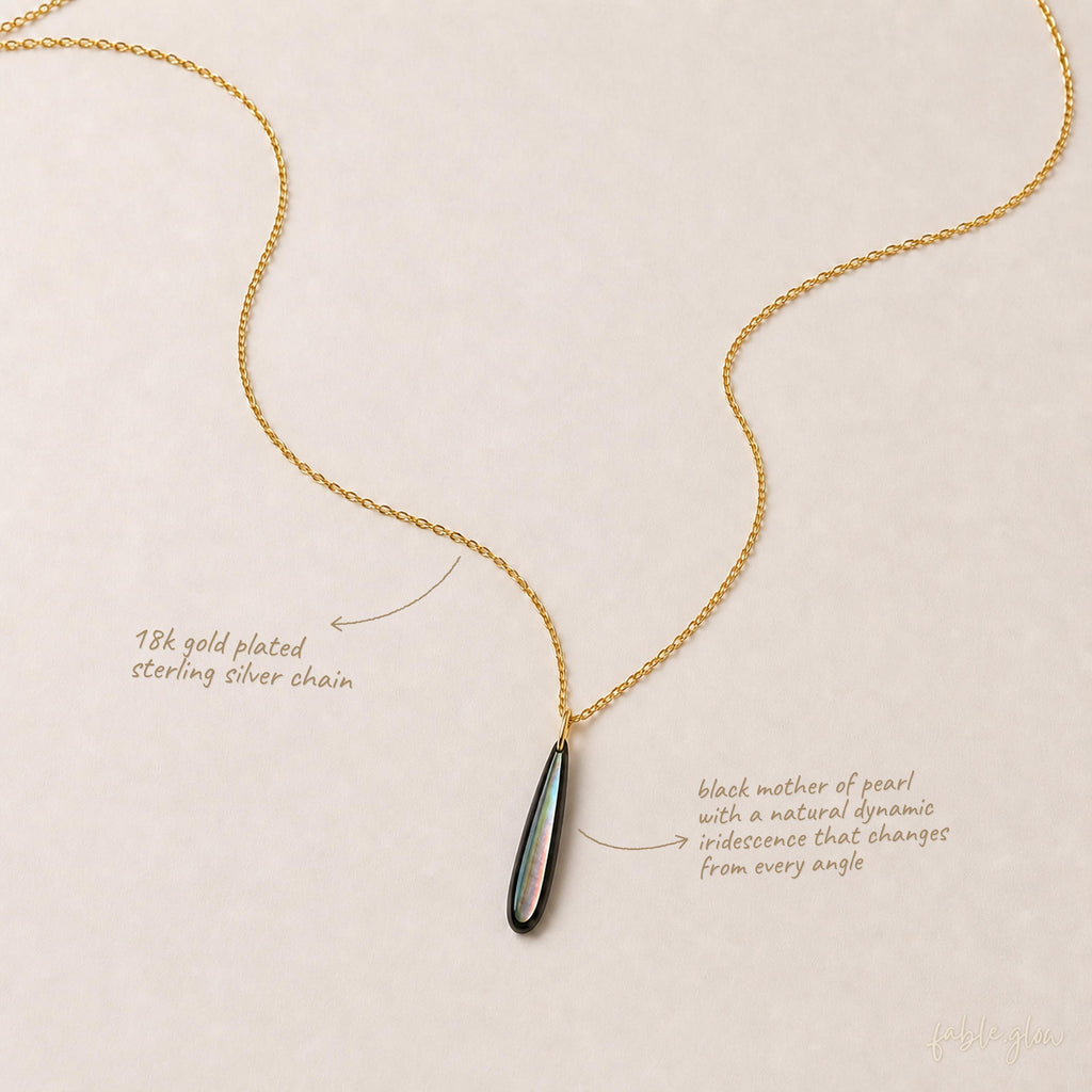 Divorce Gift for Women, Black Mother of Pearl Drop Necklace, New Start Beginning Gift, New Chapter, Moving On Gift for Her, 14K Gold Filled