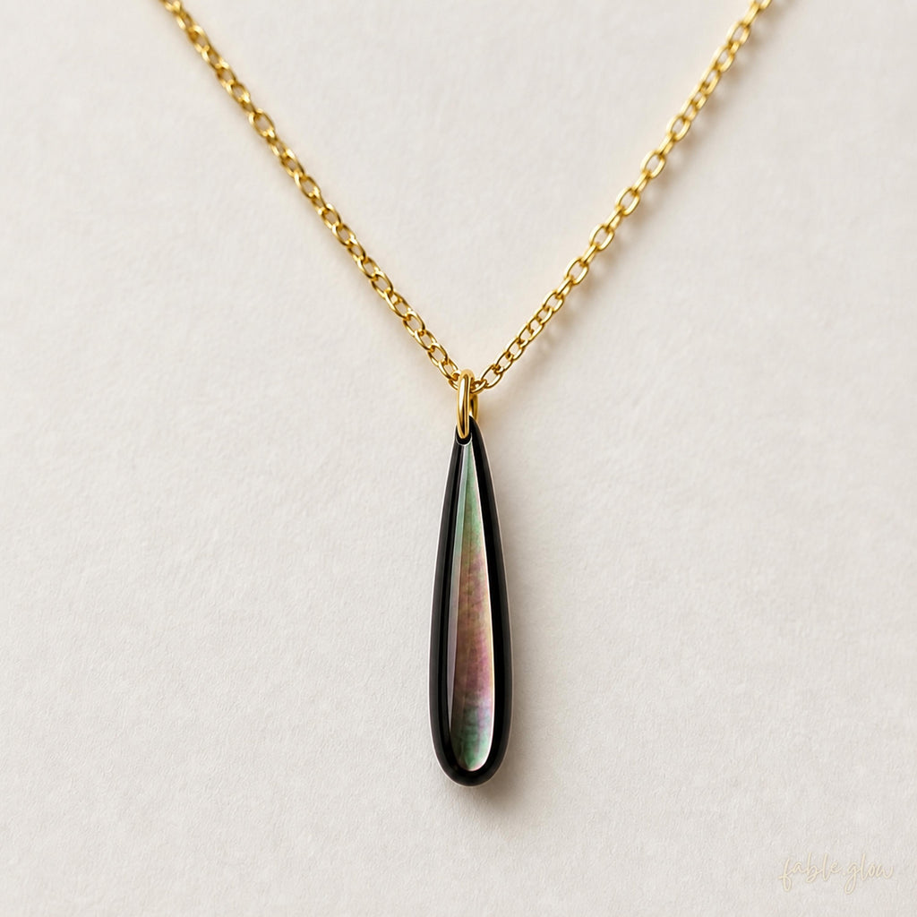 Divorce Gift for Women, Black Mother of Pearl Drop Necklace, New Start Beginning Gift, New Chapter, Moving On Gift for Her, 14K Gold Filled