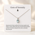 Natural Aquamarine Necklace, March Birthstone Jewelry, Dainty Blue Gemstone Crystal Healing Pendant, Real White Gold, Anxiety Relief Gift