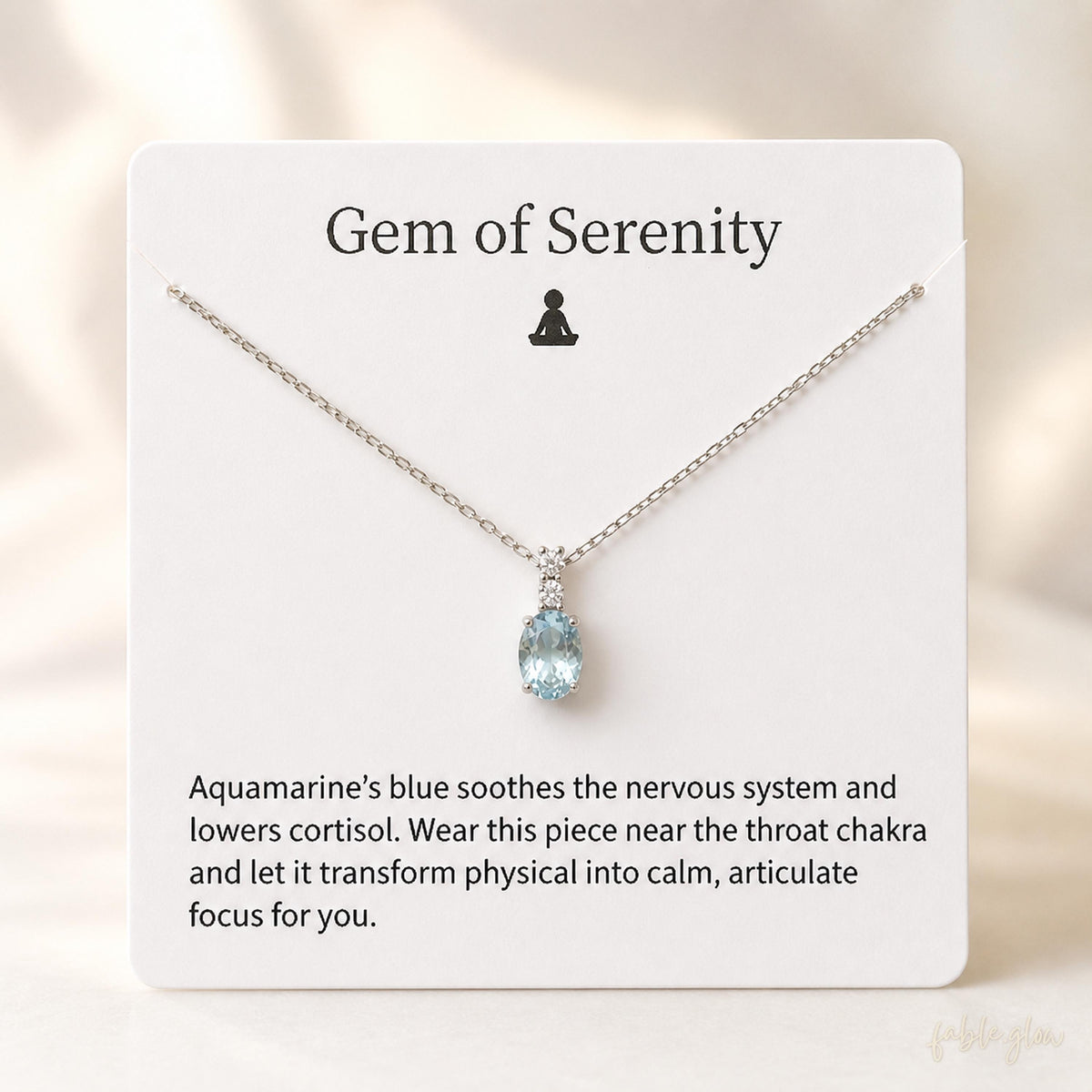 Natural Aquamarine Necklace, March Birthstone Jewelry, Dainty Blue Gemstone Crystal Healing Pendant, Real White Gold, Anxiety Relief Gift