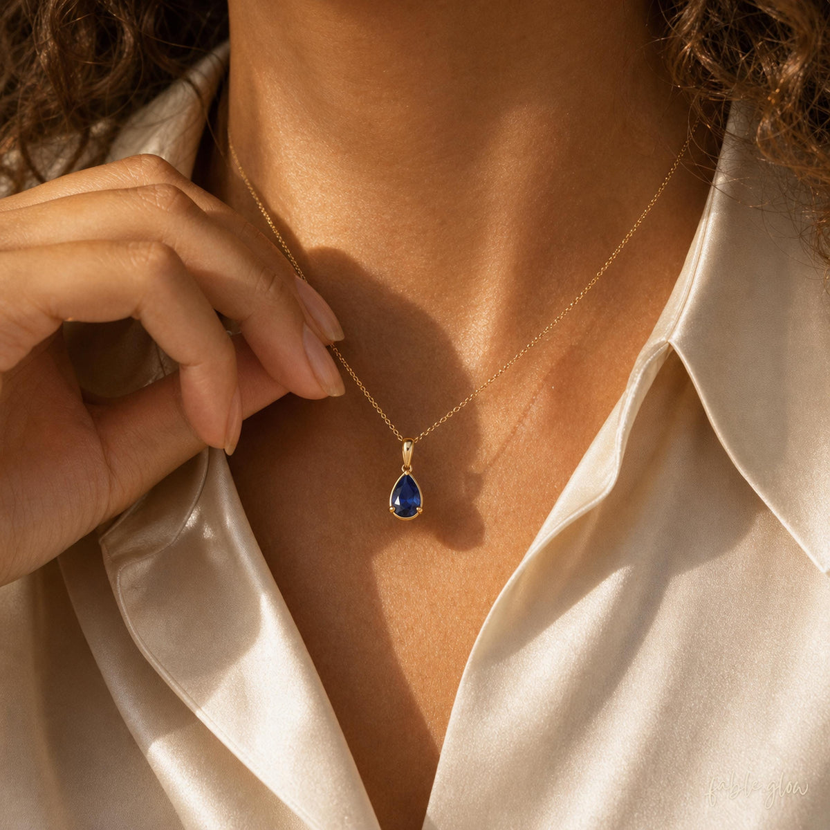 Royal Blue Sapphire, September Birthstone Necklace, 14k Real Solid Gold, Birthday Gift for Her, Dainty Gemstone Pendant, Wife Daughter Gift