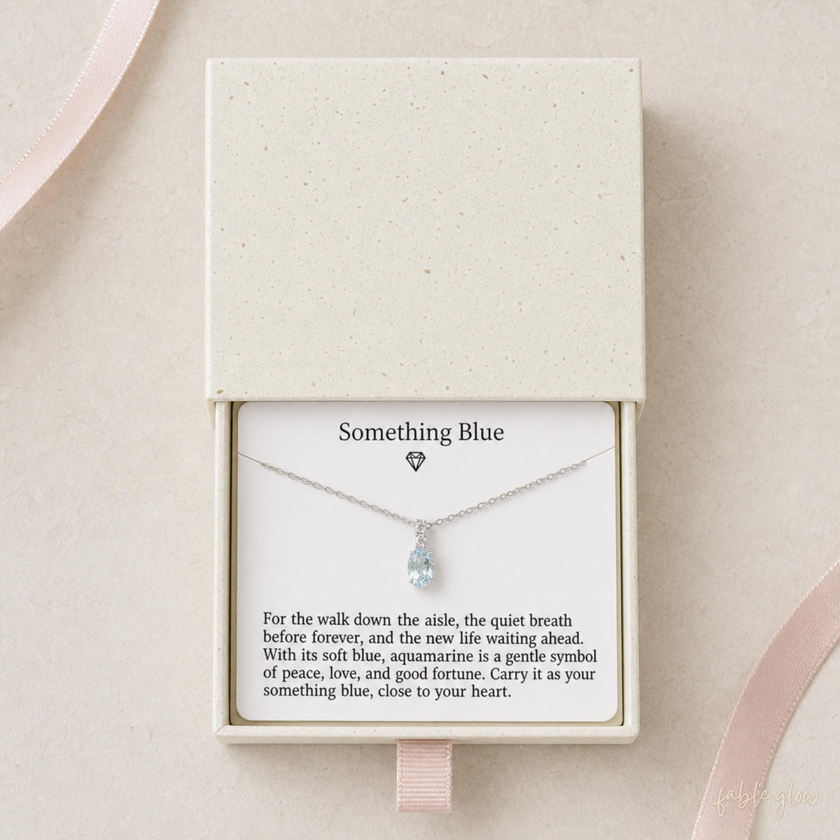 Something Blue Necklace for Bride, Natural Aquamarine Gemstone Necklace, 18K White Gold Plated, Wedding Day Bridal Gift, Maid of Honor Gift