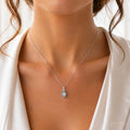 Something Blue Necklace for Bride, Natural Aquamarine Gemstone Necklace, 18K White Gold Plated, Wedding Day Bridal Gift, Maid of Honor Gift