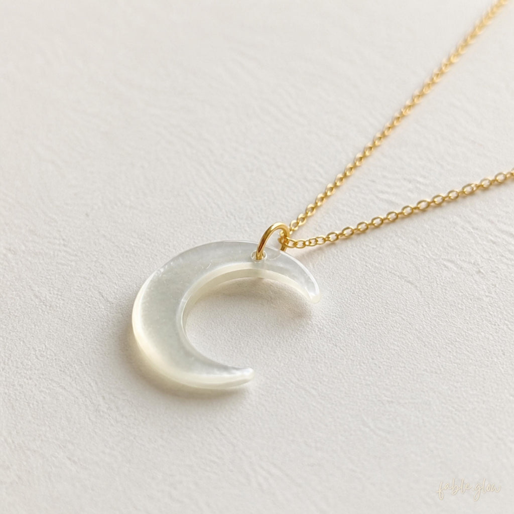 Mother of Pearl Moon Necklace, Back to School Gift, Dainty 14K Gold Filled Crescent Necklace, Teacher Appreciation, New Beginning Jewelry
