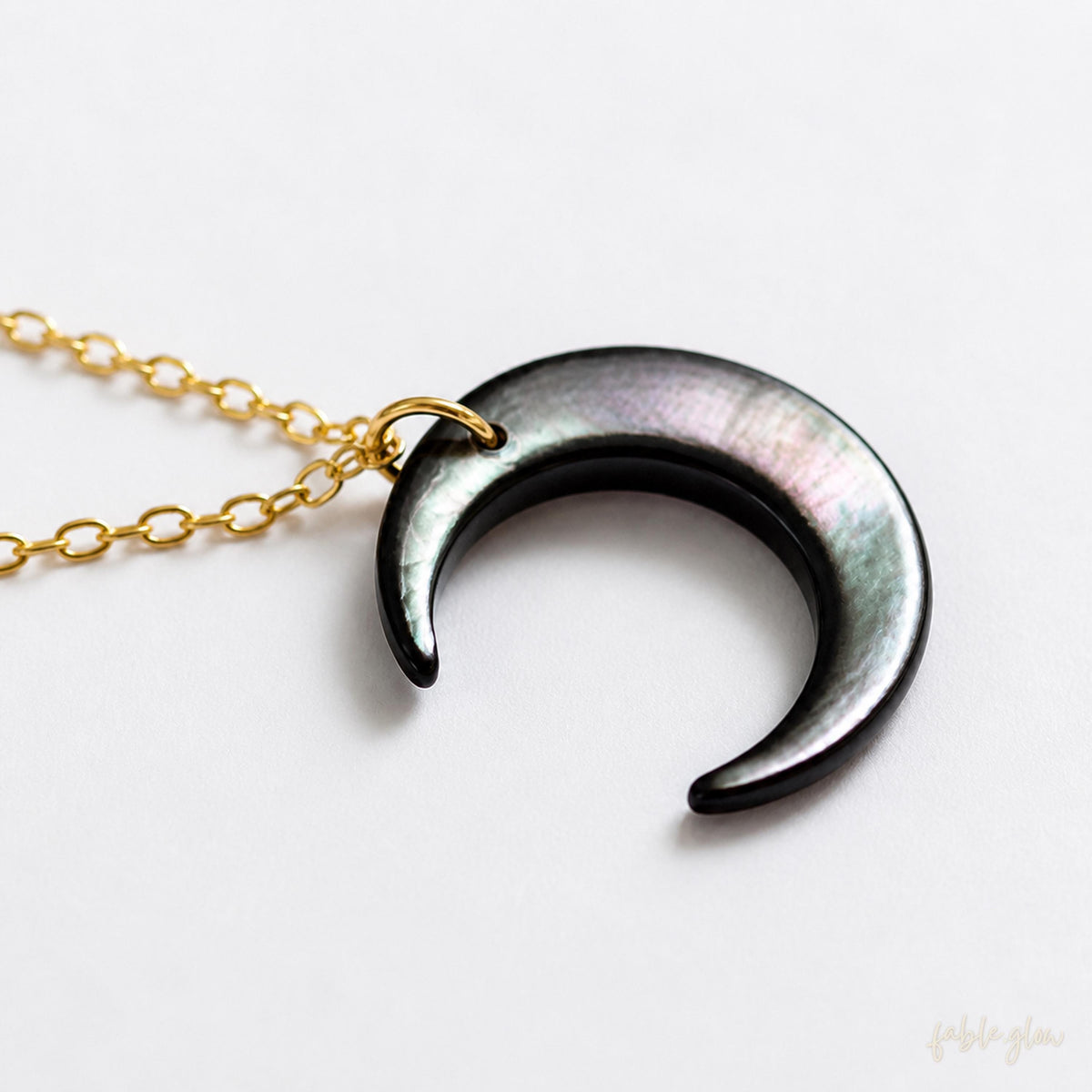 Black Mother of Pearl Moon Necklace, Female Business Owner CEO Founder Jewelry, Promotion Gift for Her, Gift for Women Who have Everything