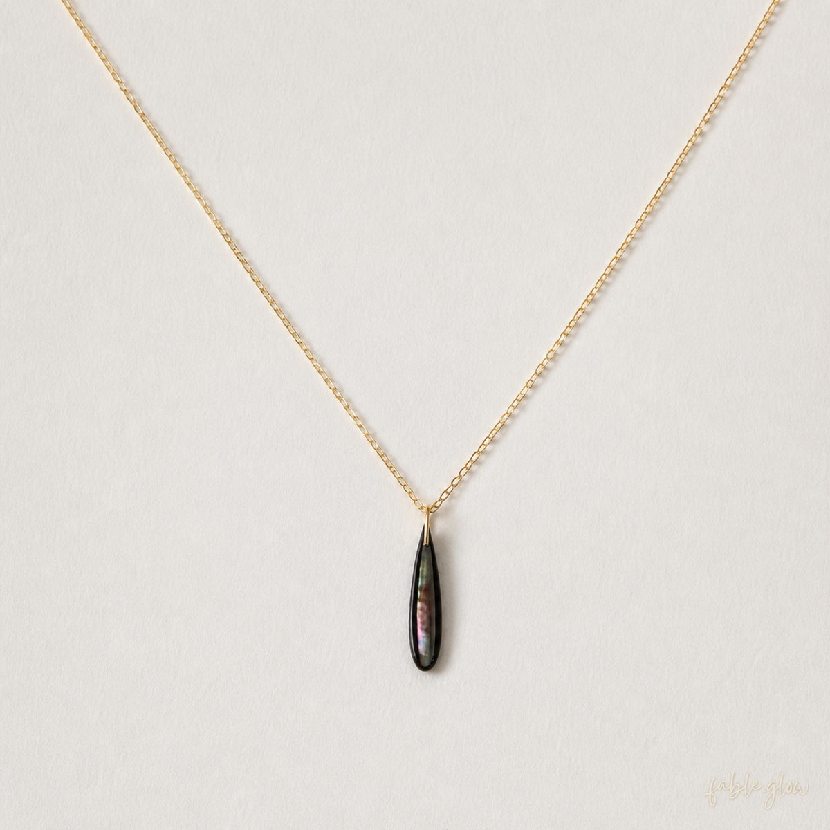 Black Mother of Pearl Drop Necklace, Minimalist 14K Gold Filled Teardrop Pendant, New Start Beginning Gift, Back to School Gift for Her