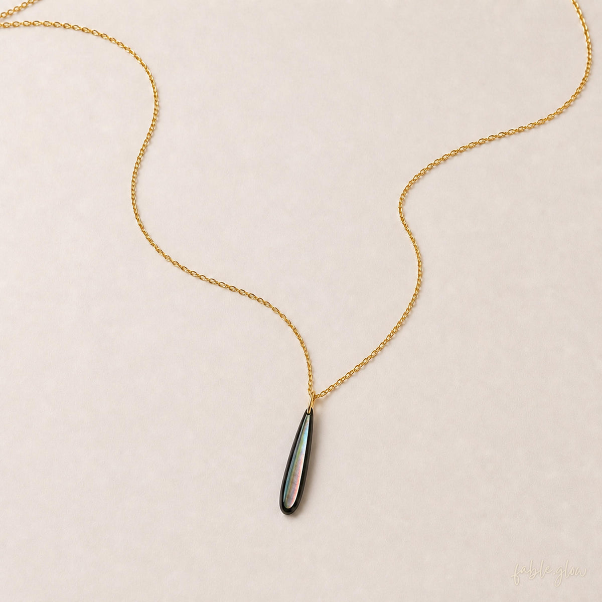 Black Mother of Pearl Drop Necklace, Minimalist 14K Gold Filled Teardrop Pendant, New Start Beginning Gift, Back to School Gift for Her