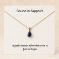 Sapphire Necklace for Wife Girlfriend, 14K Solid Gold, Anniversary Gift for Her, Romantic September Birthday Gift, Long Distance Love Couple
