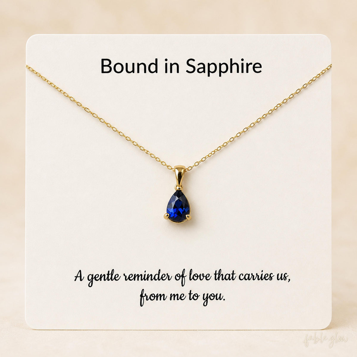 Sapphire Necklace for Wife Girlfriend, 14K Solid Gold, Anniversary Gift for Her, Romantic September Birthday Gift, Long Distance Love Couple
