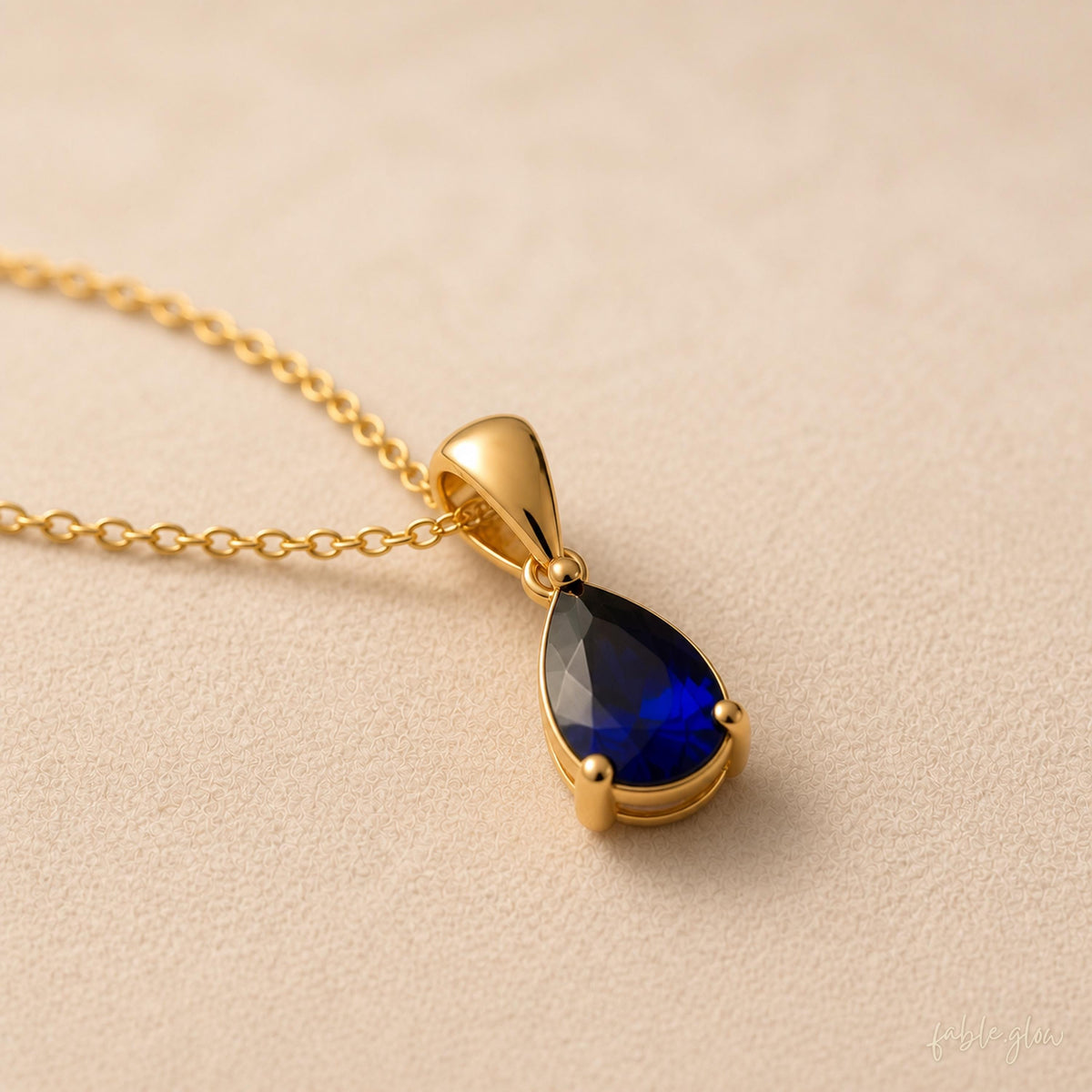 Sapphire Necklace for Wife Girlfriend, 14K Solid Gold, Anniversary Gift for Her, Romantic September Birthday Gift, Long Distance Love Couple