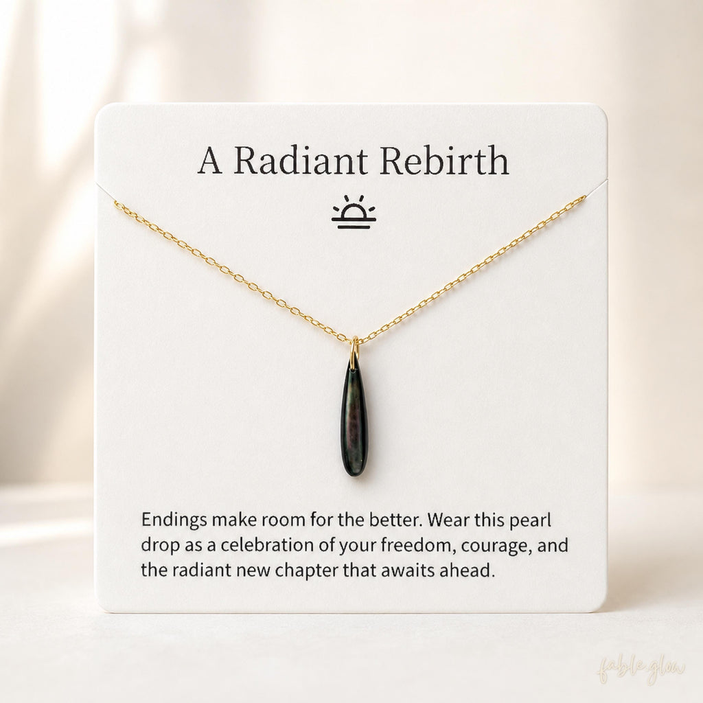 Divorce Gift for Women, Black Mother of Pearl Drop Necklace, New Start Beginning Gift, New Chapter, Moving On Gift for Her, 14K Gold Filled
