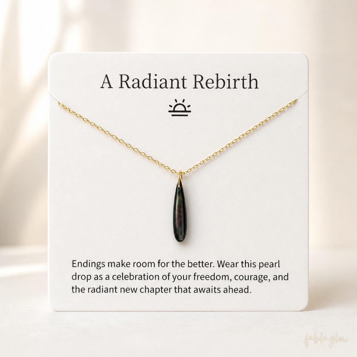 Divorce Gift for Women, Black Mother of Pearl Drop Necklace, New Start Beginning Gift, New Chapter, Moving On Gift for Her, 14K Gold Filled
