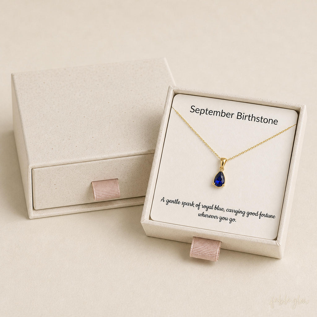Royal Blue Sapphire, September Birthstone Necklace, 14k Real Solid Gold, Birthday Gift for Her, Dainty Gemstone Pendant, Wife Daughter Gift